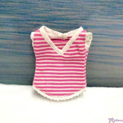 814410 Sekiguchi 1/6 Size Momoko Outfit - V Neck Top Pink Stripe Border