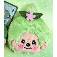 56850 Monchhichi 10 x 10cm Plush Coin Bag with Buckle - Green Girl ~ NEW 56850 Monchhichi 10 x 10cm Plush Coin Bag with Buckle - Green Girl ~ NEW