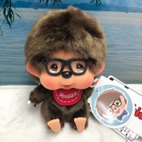 726271 HONG KONG Exclusive - Eyeglasses Big Head Monchhichi Red Bib Sitting Boy ~ 726271 HONG KONG Exclusive - Eyeglasses Big Head Monchhichi Red Bib Sitting Boy ~
