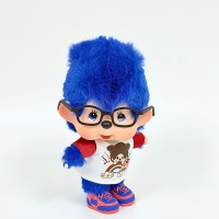 LB001 HONG KONG Exclusive Limited - Big Head Monchhichi with Glasses Blue Hair Boy ~ NEW ~ LB001 HONG KONG Exclusive Limited - Big Head Monchhichi with Glasses Blue Hair Boy ~ NEW ~