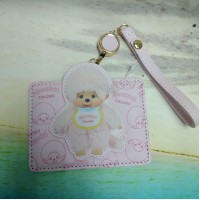 M010-10D Monchhichi Passcase Card Case with Strap PINK M010-10D Monchhichi Passcase Card Case with Strap PINK