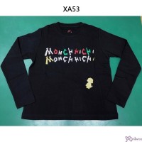 Monchhichi 100% Cotton Fashion Adult Long Sleeve Tee Black S Size XA53-S Monchhichi 100% Cotton Fashion Adult Long Sleeve Tee Black S Size XA53-S