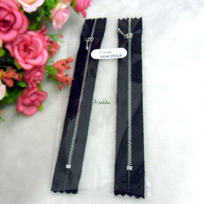 12cm Black Close End Zipper Silver Metal Handle 2pcs NDA135SLR