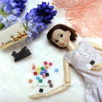 NDB006BLK Doll Dress DIY Sewing Tiny Button Square 5mm Black NDB006BLK Doll Dress DIY Sewing Tiny Button Square 5mm Black