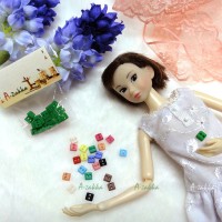 NDB006GRN Doll Dress DIY Sewing Tiny Button Square 5mm Green NDB006GRN Doll Dress DIY Sewing Tiny Button Square 5mm Green