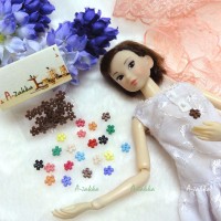 NDB008BRN Doll Dress DIY Sewing Tiny Button Flower 6.5mm Brown NDB008BRN Doll Dress DIY Sewing Tiny Button Flower 6.5mm Brown