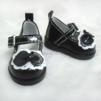 Yo-SD bjd Doll Leeke PU Leather Buckle Bow Shoes Black SHU046BLK Yo-SD bjd Doll Leeke PU Leather Buckle Bow Shoes Black SHU046BLK