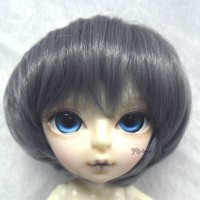 WM60-07-DGY  7-8 inch Heat Resistant BJD Doll Wig Short Dark Grey ~ LAST ONE ~ 