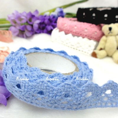 YTA004BLE Adhesive Sticker Single Trim Lace Fabric Tape Blue YTA004BLE Adhesive Sticker Single Trim Lace Fabric Tape Blue